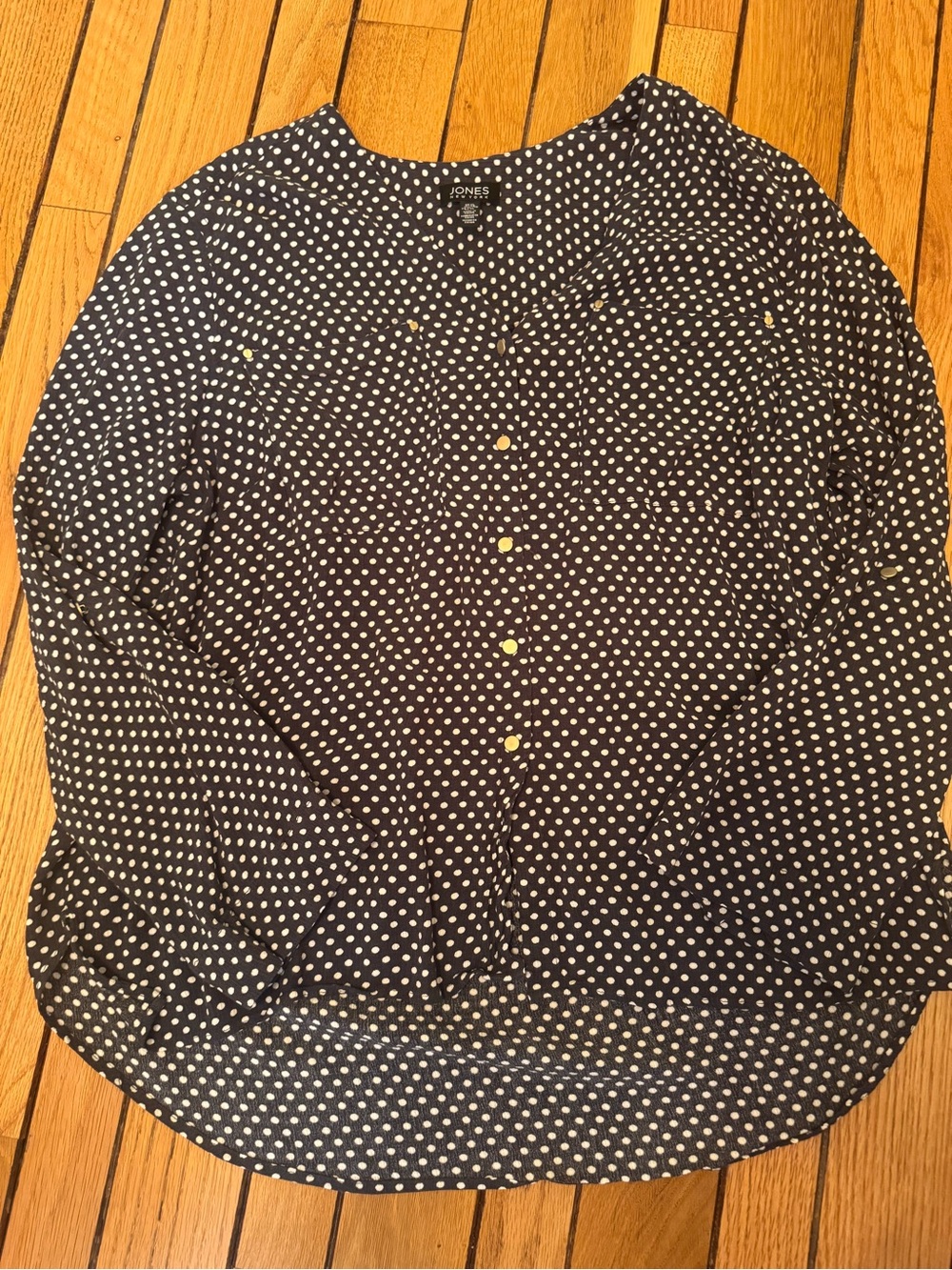 Jones New York Black Blouse with White Polka Dots - Picture 4 of 6